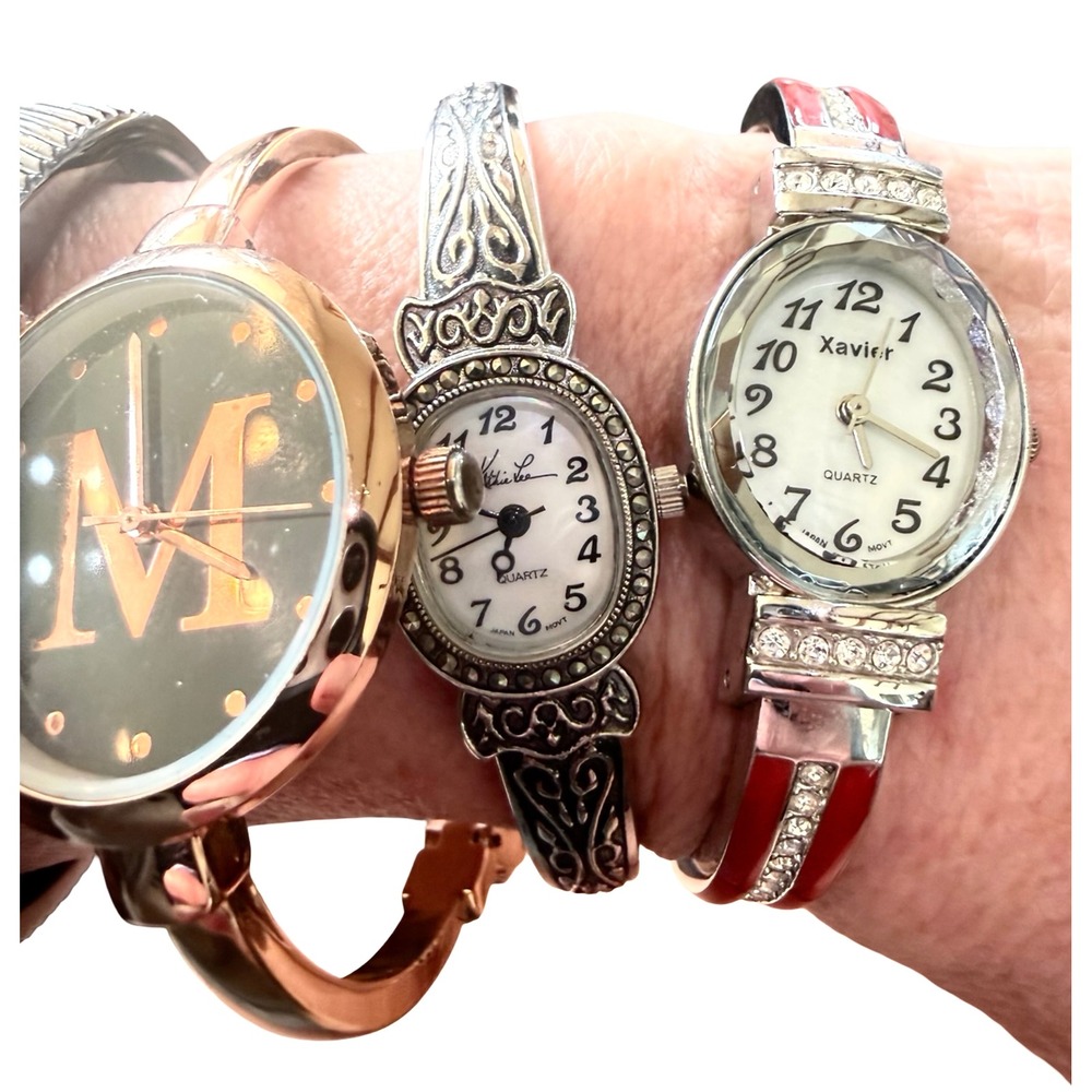 Lot of 4 Women's Statement Cuff Watches  Kathie Lee Xavier Monogram Wrap